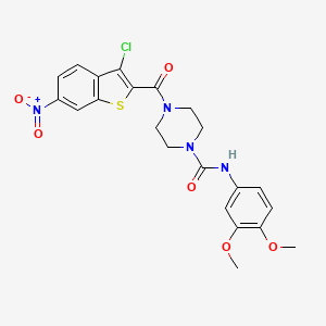 molecular formula C22H21ClN4O6S B4623255 4-[(3-chloro-6-nitro-1-benzothien-2-yl)carbonyl]-N-(3,4-dimethoxyphenyl)-1-piperazinecarboxamide 