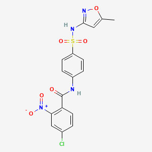 molecular formula C17H13ClN4O6S B4623259 4-chloro-N-(4-{[(5-methyl-3-isoxazolyl)amino]sulfonyl}phenyl)-2-nitrobenzamide 