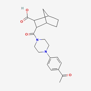 molecular formula C21H26N2O4 B4623299 3-{[4-(4-acetylphenyl)-1-piperazinyl]carbonyl}bicyclo[2.2.1]heptane-2-carboxylic acid 