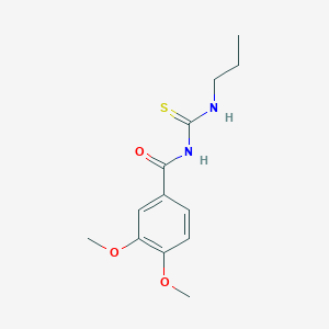 molecular formula C13H18N2O3S B4623331 3,4-dimethoxy-N-[(propylamino)carbonothioyl]benzamide 