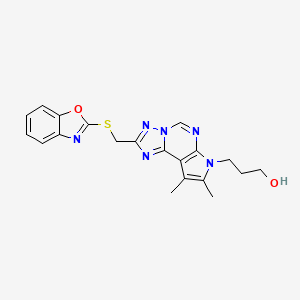 molecular formula C20H20N6O2S B4623350 3-{2-[(1,3-benzoxazol-2-ylthio)methyl]-8,9-dimethyl-7H-pyrrolo[3,2-e][1,2,4]triazolo[1,5-c]pyrimidin-7-yl}-1-propanol 