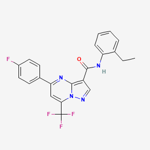 molecular formula C22H16F4N4O B4623386 N-(2-ethylphenyl)-5-(4-fluorophenyl)-7-(trifluoromethyl)pyrazolo[1,5-a]pyrimidine-3-carboxamide 