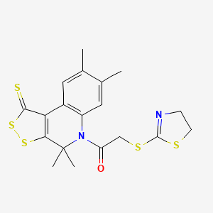 molecular formula C19H20N2OS5 B4623412 5-[(4,5-二氢-1,3-噻唑-2-基硫代)乙酰基]-4,4,7,8-四甲基-4,5-二氢-1H-[1,2]二噻螺[3,4-c]喹啉-1-硫酮 