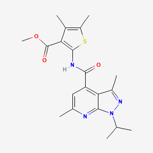 molecular formula C20H24N4O3S B4623414 2-{[(1-异丙基-3,6-二甲基-1H-吡唑并[3,4-b]吡啶-4-基)羰基]氨基}-4,5-二甲基-3-噻吩甲酸甲酯 