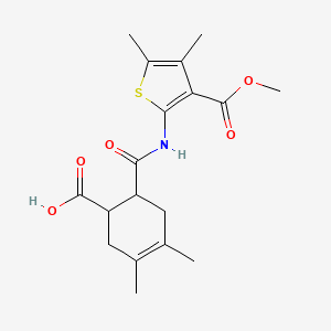 molecular formula C18H23NO5S B4623469 6-({[3-(methoxycarbonyl)-4,5-dimethyl-2-thienyl]amino}carbonyl)-3,4-dimethyl-3-cyclohexene-1-carboxylic acid 
