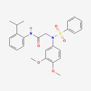 molecular formula C25H28N2O5S B4623490 N~2~-(3,4-二甲氧基苯基)-N~1~-(2-异丙基苯基)-N~2~-(苯磺酰基)甘氨酰胺 