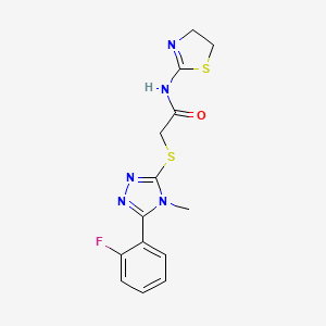 molecular formula C14H14FN5OS2 B4623528 N-(4,5-二氢-1,3-噻唑-2-基)-2-{[5-(2-氟苯基)-4-甲基-4H-1,2,4-三唑-3-基]硫代}乙酰胺 