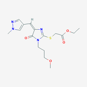 molecular formula C16H22N4O4S B4623559 乙酸({1-(3-甲氧基丙基)-4-[(1-甲基-1H-吡唑-4-基)亚甲基]-5-氧代-4,5-二氢-1H-咪唑-2-基}硫代)酯 