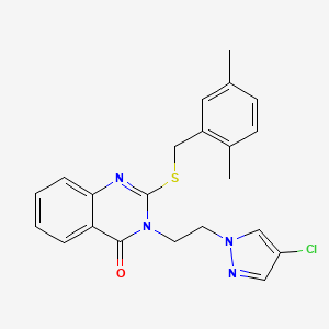 molecular formula C22H21ClN4OS B4623587 3-[2-(4-氯-1H-吡唑-1-基)乙基]-2-[(2,5-二甲基苄基)硫]-4(3H)-喹唑啉酮 