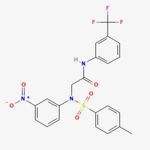 molecular formula C22H18F3N3O5S B4623611 N~2~-[(4-甲基苯基)磺酰基]-N~2~-(3-硝基苯基)-N~1~-[3-(三氟甲基)苯基]甘氨酰胺 