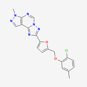 molecular formula C19H15ClN6O2 B4623615 2-{5-[(2-chloro-5-methylphenoxy)methyl]-2-furyl}-7-methyl-7H-pyrazolo[4,3-e][1,2,4]triazolo[1,5-c]pyrimidine 