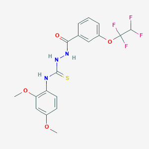 molecular formula C18H17F4N3O4S B4623737 N-(2,4-dimethoxyphenyl)-2-[3-(1,1,2,2-tetrafluoroethoxy)benzoyl]hydrazinecarbothioamide 