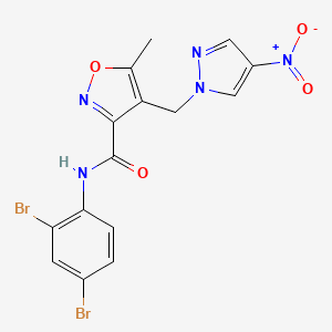 molecular formula C15H11Br2N5O4 B4623756 N-(2,4-dibromophenyl)-5-methyl-4-[(4-nitro-1H-pyrazol-1-yl)methyl]-3-isoxazolecarboxamide 