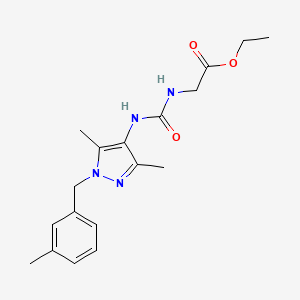 molecular formula C18H24N4O3 B4623758 N-({[3,5-二甲基-1-(3-甲基苄基)-1H-吡唑-4-基]氨基}羰基)乙酰甘氨酸乙酯 