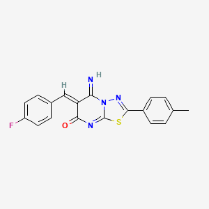 molecular formula C19H13FN4OS B4623777 6-(4-fluorobenzylidene)-5-imino-2-(4-methylphenyl)-5,6-dihydro-7H-[1,3,4]thiadiazolo[3,2-a]pyrimidin-7-one 