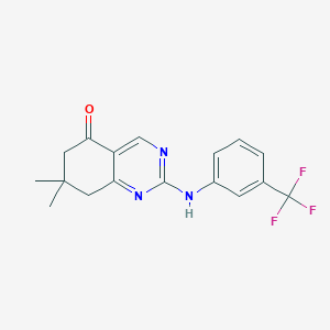 molecular formula C17H16F3N3O B4623795 7,7-二甲基-2-{[3-(三氟甲基)苯基]氨基}-7,8-二氢-5(6H)-喹唑啉酮 