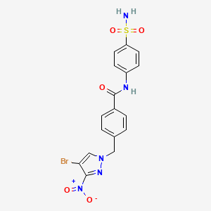 molecular formula C17H14BrN5O5S B4623830 N-[4-(aminosulfonyl)phenyl]-4-[(4-bromo-3-nitro-1H-pyrazol-1-yl)methyl]benzamide 