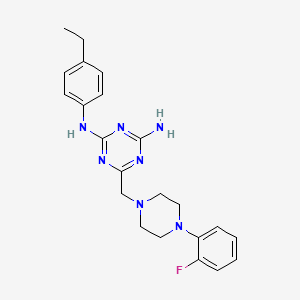 molecular formula C22H26FN7 B4623850 N-(4-乙基苯基)-6-{[4-(2-氟苯基)-1-哌嗪基]甲基}-1,3,5-三嗪-2,4-二胺 