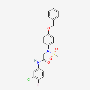molecular formula C22H20ClFN2O4S B4623853 N~2~-[4-(苄氧基)苯基]-N~1~-(3-氯-4-氟苯基)-N~2~-(甲磺酰基)甘氨酰胺 