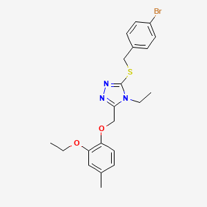 molecular formula C21H24BrN3O2S B4623875 3-[(4-bromobenzyl)thio]-5-[(2-ethoxy-4-methylphenoxy)methyl]-4-ethyl-4H-1,2,4-triazole 