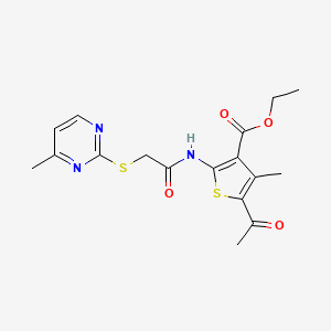 molecular formula C17H19N3O4S2 B4623949 ethyl 5-acetyl-4-methyl-2-({[(4-methyl-2-pyrimidinyl)thio]acetyl}amino)-3-thiophenecarboxylate 