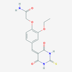 molecular formula C15H15N3O5S B4623966 2-{4-[(4,6-dioxo-2-thioxotetrahydro-5(2H)-pyrimidinylidene)methyl]-2-ethoxyphenoxy}acetamide 