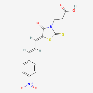 3-{5-[3-(4-nitrophenyl)-2-propen-1-ylidene]-4-oxo-2-thioxo-1,3-thiazolidin-3-yl}propanoic acid