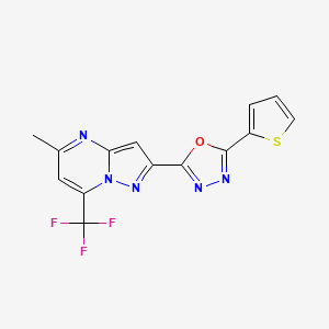 molecular formula C14H8F3N5OS B4624115 5-methyl-2-[5-(2-thienyl)-1,3,4-oxadiazol-2-yl]-7-(trifluoromethyl)pyrazolo[1,5-a]pyrimidine 