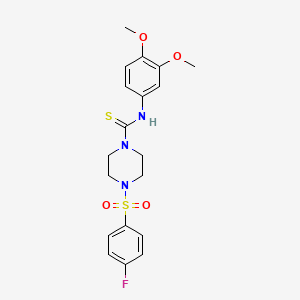 molecular formula C19H22FN3O4S2 B4624120 N-(3,4-dimethoxyphenyl)-4-[(4-fluorophenyl)sulfonyl]-1-piperazinecarbothioamide 