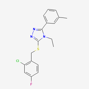 molecular formula C18H17ClFN3S B4624123 3-[(2-chloro-4-fluorobenzyl)thio]-4-ethyl-5-(3-methylphenyl)-4H-1,2,4-triazole 