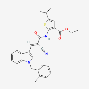 molecular formula C30H29N3O3S B4624129 ethyl 2-({2-cyano-3-[1-(2-methylbenzyl)-1H-indol-3-yl]acryloyl}amino)-5-isopropyl-3-thiophenecarboxylate 