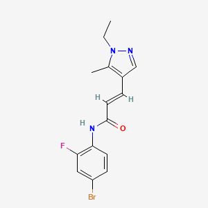 molecular formula C15H15BrFN3O B4624141 N-(4-溴-2-氟苯基)-3-(1-乙基-5-甲基-1H-吡唑-4-基)丙烯酰胺 