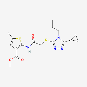 molecular formula C17H22N4O3S2 B4624152 methyl 2-({[(5-cyclopropyl-4-propyl-4H-1,2,4-triazol-3-yl)thio]acetyl}amino)-5-methyl-3-thiophenecarboxylate 