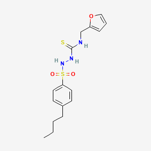 molecular formula C16H21N3O3S2 B4624162 2-[(4-丁基苯基)磺酰基]-N-(2-呋喃甲基)肼基碳硫酰胺 