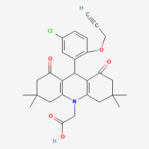 molecular formula C28H30ClNO5 B4624231 [9-[5-chloro-2-(2-propyn-1-yloxy)phenyl]-3,3,6,6-tetramethyl-1,8-dioxo-2,3,4,5,6,7,8,9-octahydro-10(1H)-acridinyl]acetic acid 