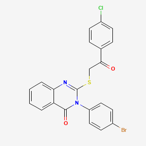 molecular formula C22H14BrClN2O2S B4624236 3-(4-bromophenyl)-2-{[2-(4-chlorophenyl)-2-oxoethyl]thio}-4(3H)-quinazolinone 