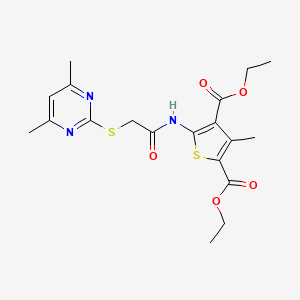 molecular formula C19H23N3O5S2 B4624250 diethyl 5-({[(4,6-dimethyl-2-pyrimidinyl)thio]acetyl}amino)-3-methyl-2,4-thiophenedicarboxylate 