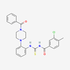 molecular formula C26H25ClN4O2S B4624308 N-({[2-(4-benzoyl-1-piperazinyl)phenyl]amino}carbonothioyl)-3-chloro-4-methylbenzamide 