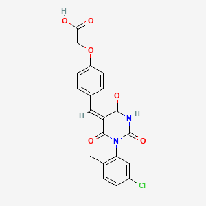 molecular formula C20H15ClN2O6 B4624312 (4-{[1-(5-chloro-2-methylphenyl)-2,4,6-trioxotetrahydro-5(2H)-pyrimidinylidene]methyl}phenoxy)acetic acid 