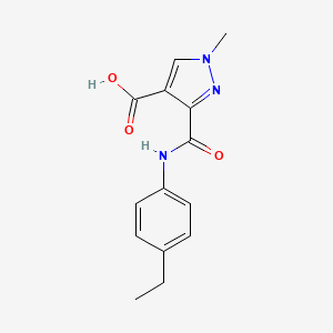 molecular formula C14H15N3O3 B4624325 3-{[(4-ethylphenyl)amino]carbonyl}-1-methyl-1H-pyrazole-4-carboxylic acid 
