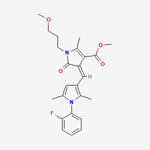 molecular formula C24H27FN2O4 B4624331 4-{[1-(2-氟苯基)-2,5-二甲基-1H-吡咯-3-基]亚甲基}-1-(3-甲氧基丙基)-2-甲基-5-氧代-4,5-二氢-1H-吡咯-3-羧酸甲酯 