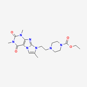 molecular formula C19H27N7O4 B4624339 4-[2-(1,3,7-三甲基-2,4-二氧代-1,2,3,4-四氢-8H-咪唑并[2,1-f]嘌呤-8-基)乙基]-1-哌嗪羧酸乙酯 