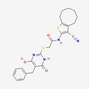 2-[(5-benzyl-4-hydroxy-6-oxo-1,6-dihydro-2-pyrimidinyl)thio]-N-(3-cyano-4,5,6,7,8,9-hexahydrocycloocta[b]thien-2-yl)acetamide