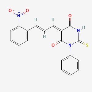 molecular formula C19H13N3O4S B4624389 5-[3-(2-硝基苯基)-2-丙烯-1-亚烷基]-1-苯基-2-硫代二氢-4,6(1H,5H)-嘧啶二酮 