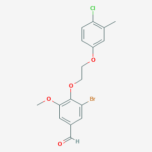 molecular formula C17H16BrClO4 B4624458 3-bromo-4-[2-(4-chloro-3-methylphenoxy)ethoxy]-5-methoxybenzaldehyde 