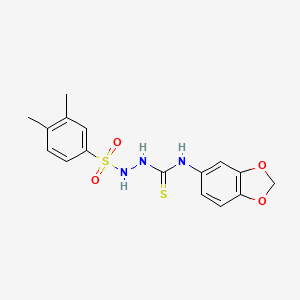molecular formula C16H17N3O4S2 B4624470 N-1,3-benzodioxol-5-yl-2-[(3,4-dimethylphenyl)sulfonyl]hydrazinecarbothioamide 