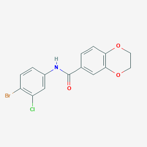 molecular formula C15H11BrClNO3 B4624475 N-(4-bromo-3-chlorophenyl)-2,3-dihydro-1,4-benzodioxine-6-carboxamide 