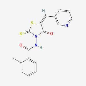 molecular formula C17H13N3O2S2 B4624555 2-甲基-N-[4-氧代-5-(3-吡啶基亚甲基)-2-硫代-1,3-噻唑烷-3-基]苯甲酰胺 