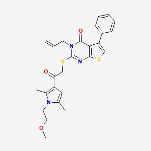 molecular formula C26H27N3O3S2 B4624587 3-烯丙基-2-({2-[1-(2-甲氧基乙基)-2,5-二甲基-1H-吡咯-3-基]-2-氧代乙基}硫代)-5-苯基噻吩并[2,3-d]嘧啶-4(3H)-酮 