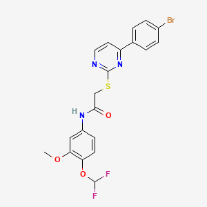 molecular formula C20H16BrF2N3O3S B4624624 2-{[4-(4-bromophenyl)-2-pyrimidinyl]thio}-N-[4-(difluoromethoxy)-3-methoxyphenyl]acetamide 